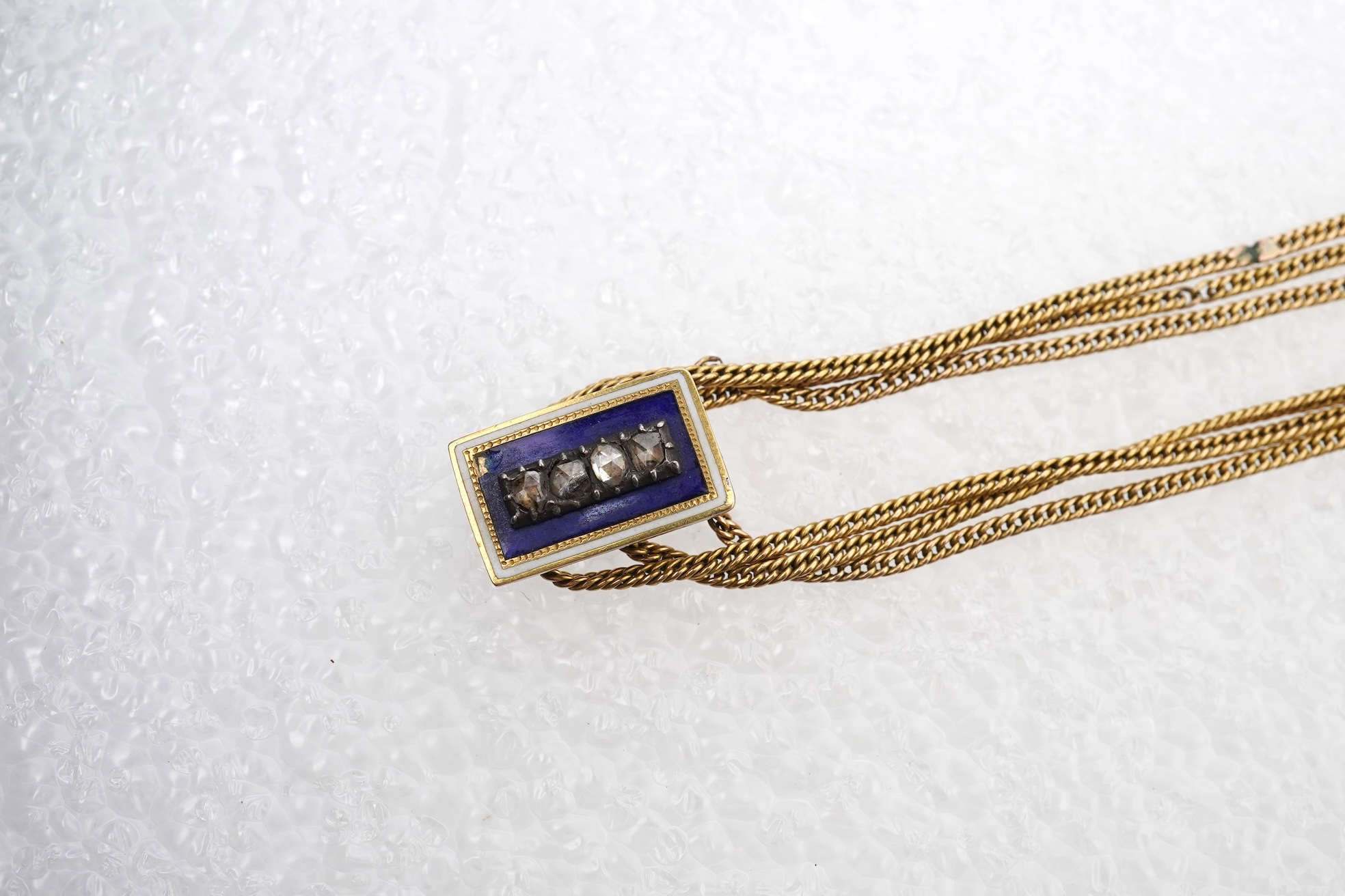 An enamel, pearl and diamond necklace, 19th century, composite